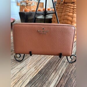 Kate Spade ♠️ Continental Camel Leather Clutch Wallet Organizer